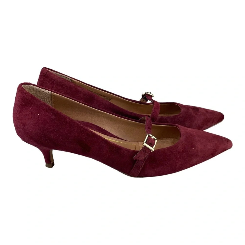 Vionic- Kit Minnie- Kitten Heel Suede Mary Jane Heels- Wine- Size 7.5 - Picture 1 of 13
